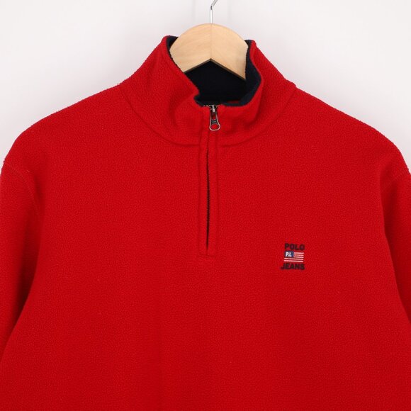 VINTAGE RALPH LAUREN POLO JEANS CO. Men's Quarter-Zip Fleece Pullover Size S - Picture 3 of 5
